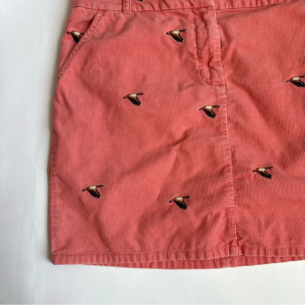J. Crew Vintage Corduroy Coral Skirt with Duck Embroidery Size 10